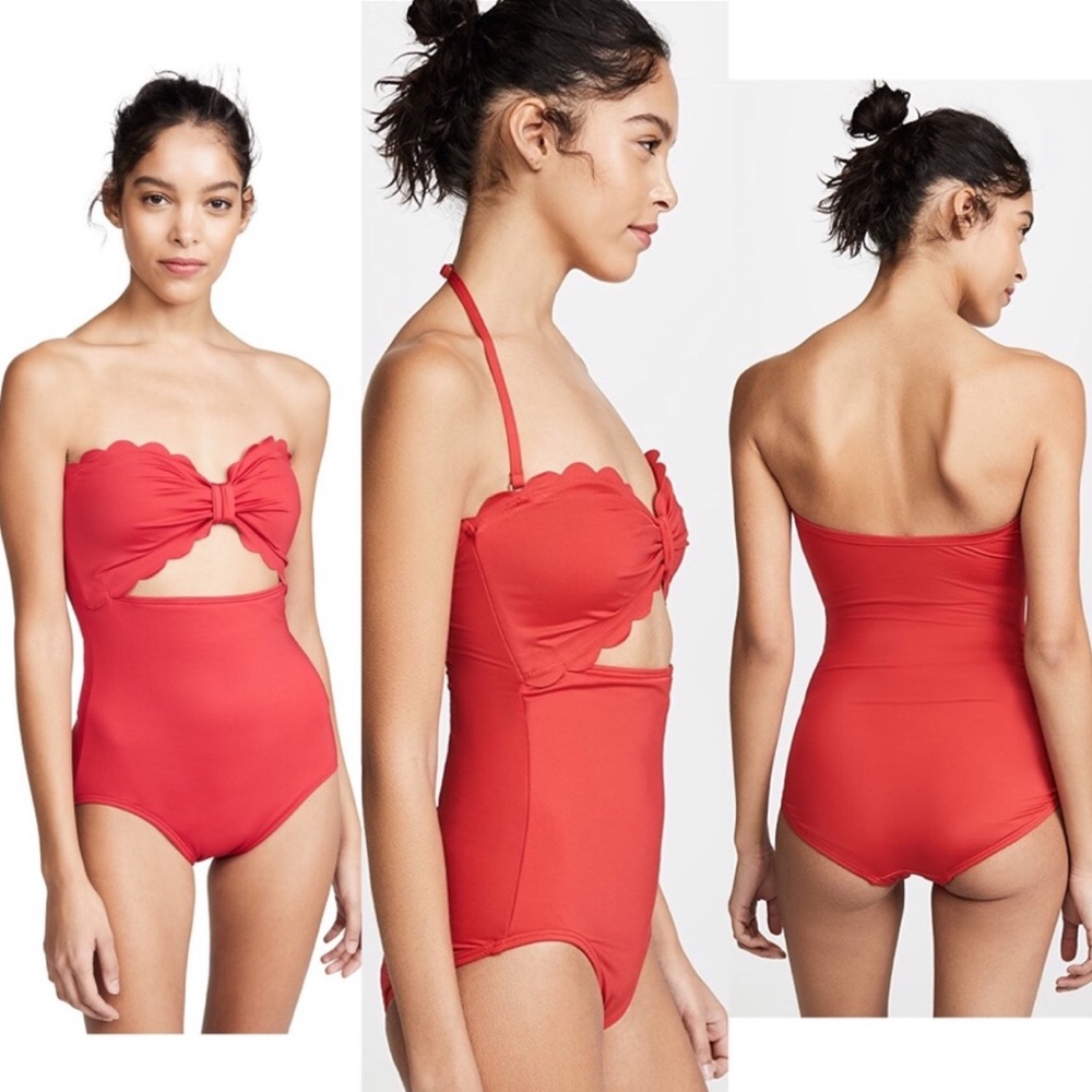 NWT Kate Spade Red Scalloped One Piece Swimsuit